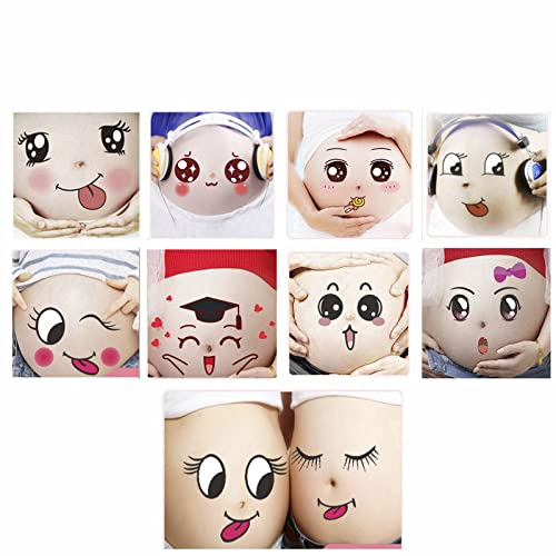 Nirbffo Frauen Schwangere Körper Bauch Schwangerschaft Fotos Bauch Malerei Foto Niedliche Aufkleber Mutterschaft Andenken Foto Requisiten 10 Stück/Set