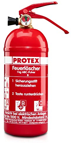 Protex Feuerlöscher PDE2GA Auto, 2kg Manometer mit Kfz-Halterung u. Plakette