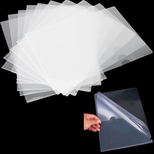 ZEONHEI Paquete de 50 carpetas de plástico A4, carteras de plástico transparente A4, carteras de plástico transparente en la parte superior abierta y lateral, hoja para almacenamiento de archivos