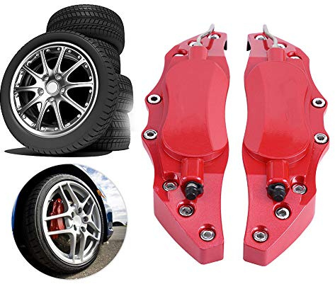 BOROCO Bremssattelabdeckung, 2 Stück Auto Aluminium Bremssattel Schutzabdeckung Für Radnabe 16in-17in Medium(Rot)
