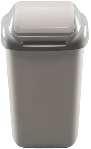 Home Centre Flip Top 30L Plastic Waste Bin, Kitchen, Office, Grey | Recycling rubbish bin, easy clean, household waste disposal, flip top lid, school, work, recyclable trash dispenser