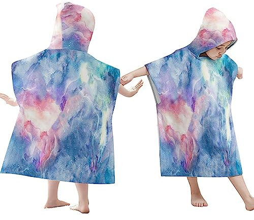doyouwantmore Kinder Wickeln Poncho Handtuch Bademantel Schnell trocknende Batikfarbe Kapuze Strandtuch Bademantel Bademantel mit Kapuze für Surfen Schwimmen Bad Reisen