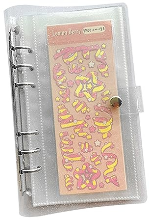 Clear Sticker Organizer Storage Binder for Kpop Deco Stickers A6 Sticker Book Collecting Album for Planner Scrapbook and Journal Stickers Displaying Double-sided 50 Pocket