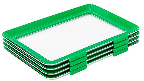 SABUIDDS Set mit 4 Aufschnittbox Fresh, Aufschnitt-Boxen, BPA frei, Mehrweg, Stackables, Mikrowellenherde, Sterilisatoren, Geschirrspüler und Gefriergeräte, Grün, Maße 30 × 20 cm