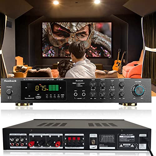 Verstärker HiFi Stereo,600W Verstärker Bluetooth 5 Kanal,HiFiVerstärker Stereo Digital Audio Endstufe Geeignet für Karaoke-Partys oder Versammlungen usw.