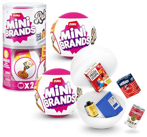 Mini Brands Retro Cápsula por ZURU, Sorpresa Coleccionable Mini, Empaque Sorpresa, Temática Retro (2 Cápsulas)