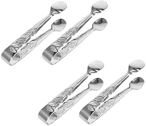 OUNONA 4pcs Stainless Steel Cookie Clip Rose Pattern Embossed Design for Ice Cube Pasta and Bread Clips Kitchen Tool for Multi-Function Use