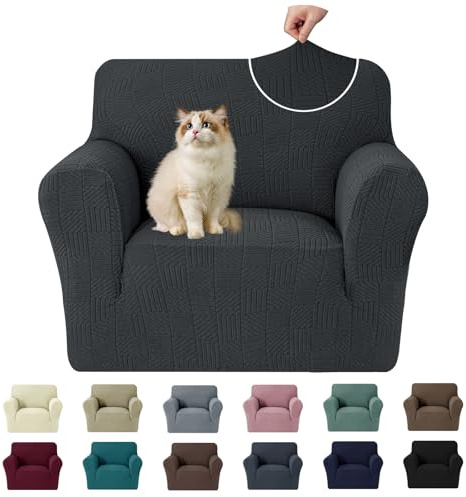 Ystyle Stretch Couchüberzüge 1 Sitzer Mit Armlehne, Dunkelgrau | Sessel Überzug Antirutsch, Universal Sofa Cover, Durable Waschbar Couch Bezug, Kratzfester Sofahusse Für Haustiere