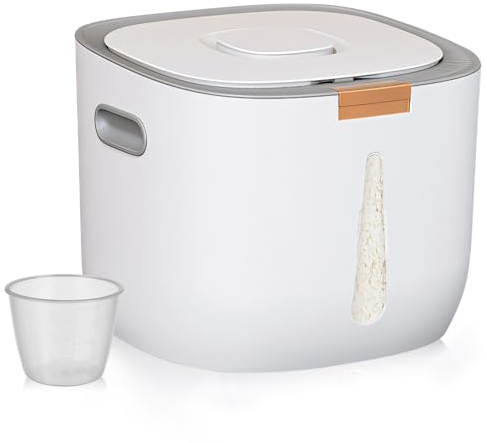 UHAPEER Trockenfutter Aufbewahrung 5 Liter, Getreidevorratsbehälter Luftdicht, Reis Aufbewahrungsbehälter mit Messbecher, BPA Frei Müsli Aufbewahrungsbox, Reisbox für Reis, Mehl, Nüsse