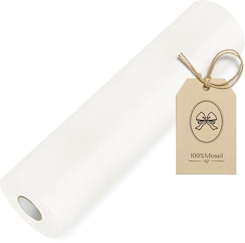100%Mosel Vlies Tischläufer, in Creme Weiß (30 cm x 25 m), dekoratives Tischband, edle Tischdeko für Geburtstage & Hochzeiten, Festliche Dekoration zu besonderen Anlässen