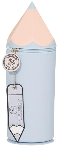 Lulubug Silikon Federmäppchen - Stiftform Hellblau | Federtasche aus weichem Silikon für Stifte | Federmappe und Stiftehalter | Mäppchen Tiere, Schlampermäppchen