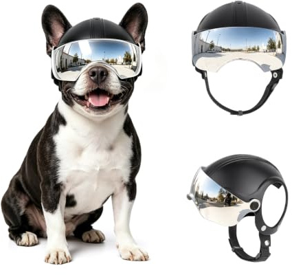 Enjoying Hundehelm mit Ohrlöchern, Haustierhelm mit Hochklappbarer Linse