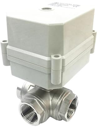 KVEIYIIC TF20-S3-C 3-Wege-T/L-Anschluss Edelstahl 3/4'' DN20 Betätigter Kugelhahn DC12V DC24V 2/3/5 Drähte(T Port Flow B,DC24_CR303)