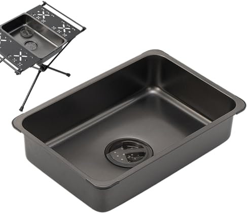 jamgeery Waschbecken im Freien, RV Waschbecken | Edelstahl Waschbecken,Schüssel Badewanne, Mehrzweckwaschbecken mit Abflussstopp für Innen-, Außenpicknick, Angeln, Wäsche