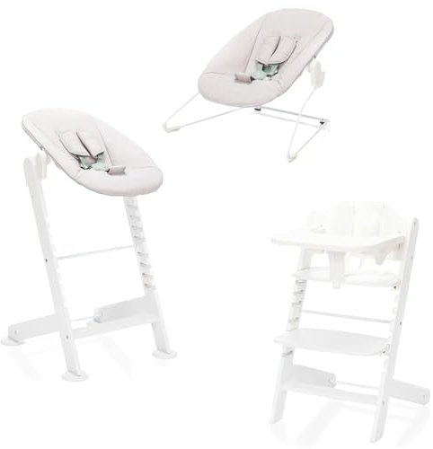 Fillikid Hochstuhl Exclusiv mit Neugeborenenaufsatz, Baby Hochstuhl ab Geburt mit Liegefunktion, Babyhochstuhl ab 0 Monate, Mitwachsender Hochstuhl mit Wippe, Kinderstuhl mit Tisch, 3-in-1 Design