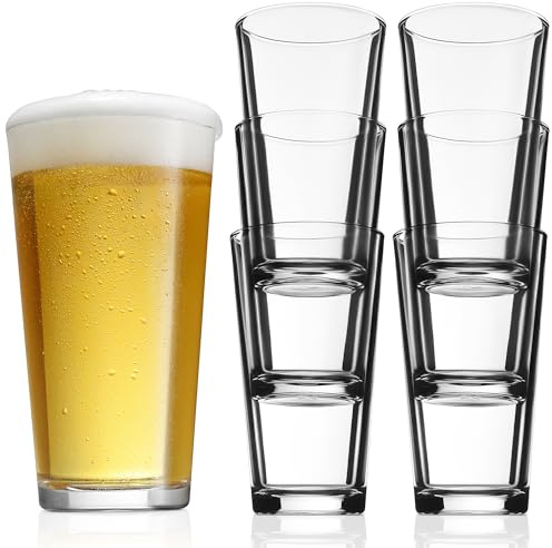 Glaver's Juego de 6 vasos de pinta de cerveza, vasos altos de 17 onzas de alto, vasos para beber diarios, vasos para el hogar, bar, cóctel, cristalería