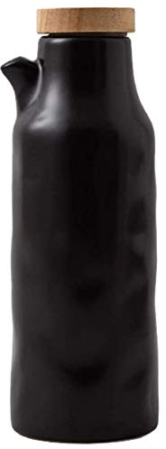 KWMAEEUID Auslaufsichere Essigflasche, Keramikflasche mit Ölspender, 300 ml Ölflasche aus Keramik für Olivenöl/Sojasauce/Essig, Menage (schwarz) (schwarz)