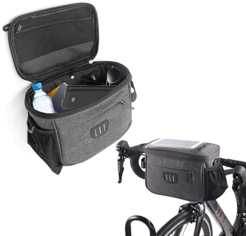 XIONGXIAOZHI 5L Borsa da Manubrio con Touch Screen in PVC: Portaborse per Bici - Impermeabile - Borse per Bici - Borsa da Manubrio Bici - Adattatore per Manubrio per Bicicletta