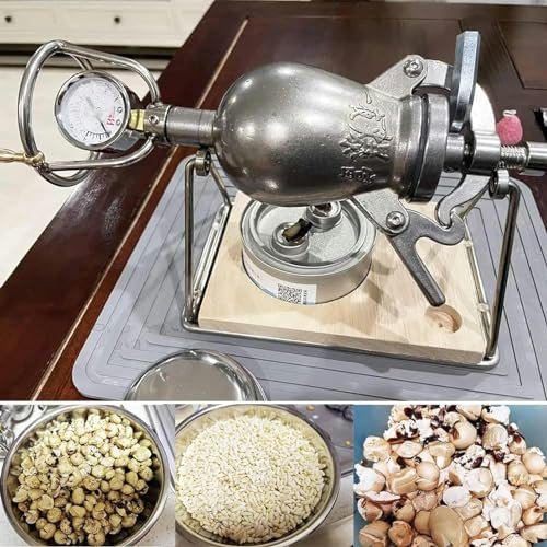Popcorn Machine Hand Popcorn Machine, Open Fire Heating Popcorn Maker, Stainless Steel Popcorn Popper, Popcorn Cooker, for Family Party Fun