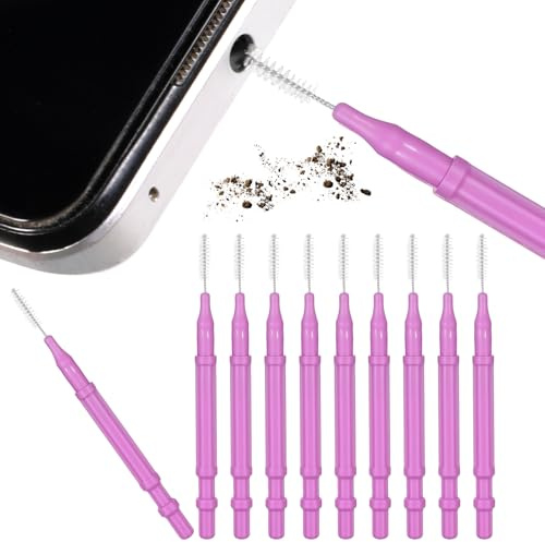 10 Pack Cell Phone Cleaning Kit, Anti-Clogging Mini Brushes Cleaner for 16 Pro Max Speaker and Receiver, Multifunctional Mini Cleaning Dust Remover Tools for Headphones Tablet Computer Camera, Purple