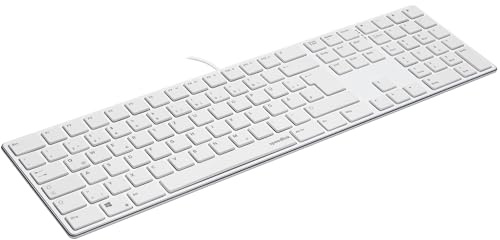 Speedlink RIVA Scissor Keyboard – PC-tangentbord trådat, tyst USB-tangentbord med platta tangenter, ergonomiska och långvariga Scissor-switchar, med 7 multifunktionstangenter, tysk layout QWERTZ, vit