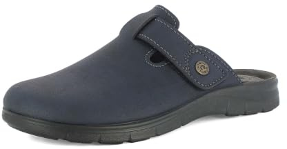 inblu Homme Pantofole Uomo Chiusura A Strappo Con Tomaia Ecopelle E Sottopiede Imbottito in Vera Pelle Chausson, Bleu, 45 EU