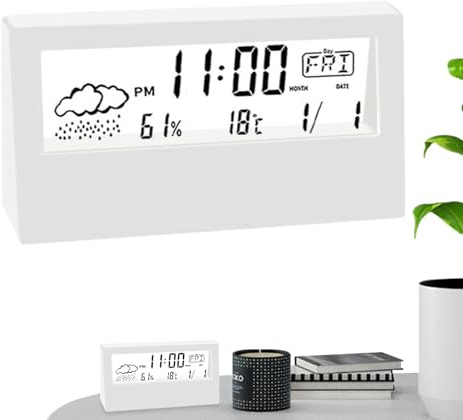 Sveglia digitale – Orologio LED da comodino, funzione snooze, ampio display luminoso con dimmer, caricatore USB, suono di allarme forte, orologi da scrivania compatti per camera da letto, ufficio