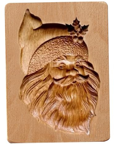 Lawnrden Wooden Cookie Molds Carved Santa Christmas Cookie Stamps 3D Press Embossing Baking Molds for Dough, Muffins, Biscuits, Fudge, Bread, Sandwiches, Cheese| Biscuit Cutter