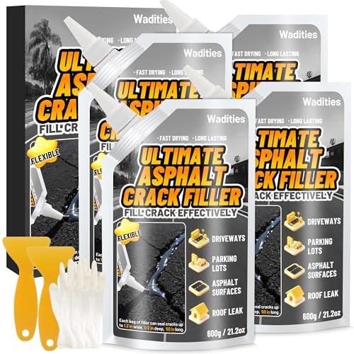 Asphalt Crack Filler, 5.3LB High Elasticity Concrete Crack Repair Sealant | Self Leveling Waterproof Repair Sealant for Driveway, Walkway, Blacktop Concrete Joint, Outdoor Quick Drying Sealer - Black