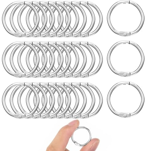 LIQWEI 30 Pcs Binder Rings, Metal Book Rings Paper Ring 20mm Inner Diameter, Loose Leaf Binders Books Ring Reinforcements for File Paper Book Binding Crafting, Scrapbooking(20mm)