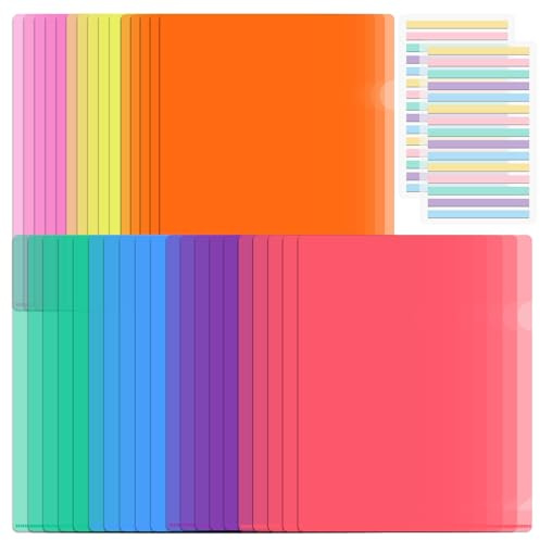 14 Stück A4 Klarsichthüllen, Bunte Aktenhüllen Mit Registertabs | PP-Material | Seitlich Offen | Schule & Büro | Schüler & Lehrer | 300 Tabs