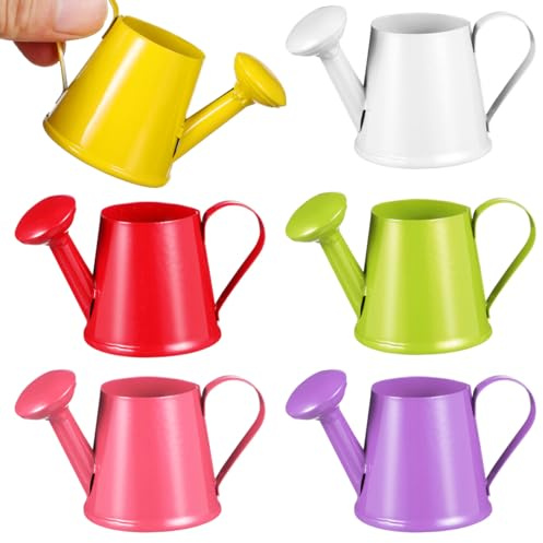 SHINEOFI 6Pcs Mini Watering can Set Miniature Watering can for Kids Gardening Play Garden Watering Bucket Photo Props Desk Miniature Decor Home Craft and Party Display