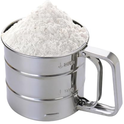 Hand Held Flour Sieve - Stainless Steel Fine Mesh Baking Sifter, Semi Automatic Powder Strainer Tool for Flour, Sugar, Cocoa, Spices | Durable Kitchen Baking Accessory for Smooth Mixing