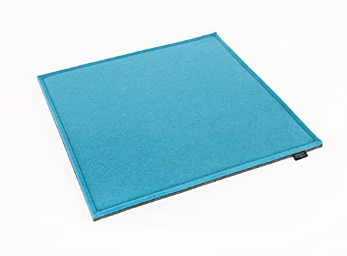 voigtdesign Filz-Sitzauflage - Stuhlauflage - Sitzkissen - Stuhlkissen - Auflage - quadratisch - bi-Color - 2-lagig (35 x 35 cm, 156 türkis)