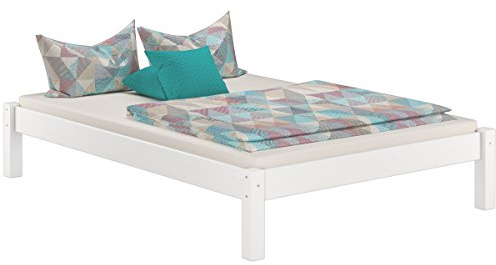 Erst-Holz®Weißes Doppelbett 140 x 200 Echtholz mit Rost
