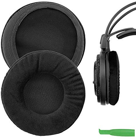 Geekria Comfort Velour Replacement Ear Pads for ATH-AD1000x/ AD2000x/ AD900x/ AD700x/ AD500x, A 500/ 500x/ 700/ 900x/ 950lp Headphones Ear Cushions, Repair Parts with Video Guide (Black)