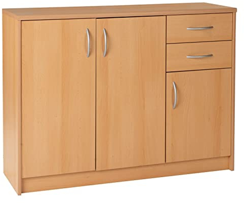 Kommode Sideboard Mehrzweckschrank | Dekor | Buche | 3 Türen | 2 Schubladen