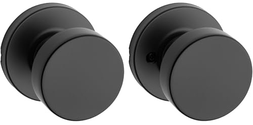 Kwikset 97200-892 Pismo Door Knob, Matte Black, Round Rose