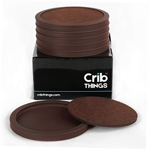Drink Coasters Set of 6 Silicone (Brown) with Absorbent Felt Insert - Innovative New STACKABLE, Easy Pick Up, Non Slip, 2-in-1 best design coaster (posavasos) for kitchen, restaurant, bar or boat. …