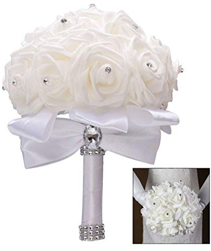 XLKJ Brautstrauß Rosen Brautstrauß Hochzeit Bouquets Blumenstrauß Romantische Blumen Haus Garten Party