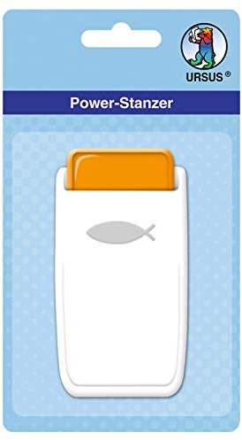 Ursus Power Stanzer Fisch, Größe ca. 2,5 cm, für viele Materialien wie Kork, Pappe, Moosgummi, Folien und Kunststoff geeignet, mit Schließvorrichtung zur platzsparenden Aufbewahrung