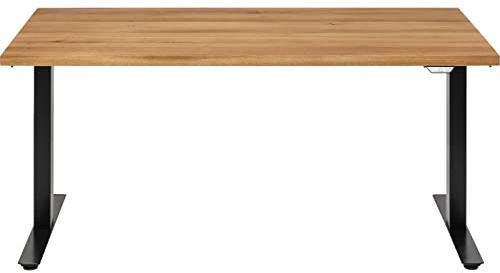 Kare Design Office Symphony Eiche Schwarz 160x80cm, Elektrisch Schreibtisch mit Doppelmotor, Stufenlos höhenverstellbares Tischgestell inkl. Tischplatte, Steh-Sitz PultTisch, Holz, Braun
