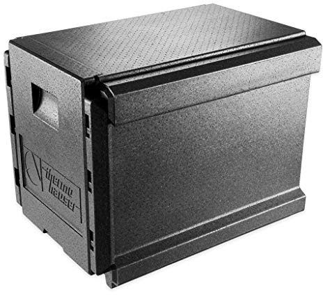 thermohauser EPP-Thermobox Combi Junior GN 1/1 für 70 Liter - 63 x 50 x 50 cm - Fronteinschub mit 10 Einschubleisten und 1 Trennsteg zum Transport von GN-Tabletts, Schwarz