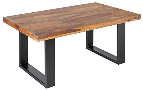 invicta INTERIOR Massiver Couchtisch Iron Craft 100cm Sheesham Stone Finish Industrial Design Wohnzimmertisch Tisch Holztisch Sofatisch