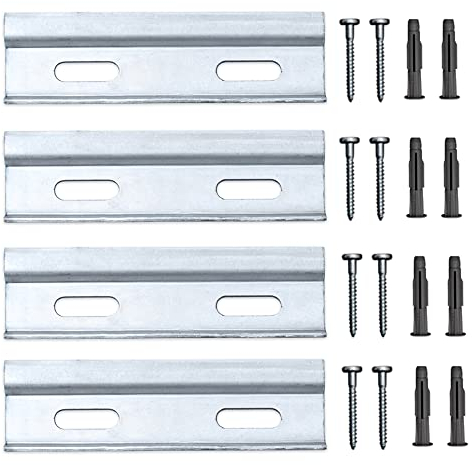 sossai® Dexo Kurzschienen Set | Länge 10 cm | 4x Kurzschiene + Schrauben + Dübel | zum Aufhängen von Küchen-Hängeschränken