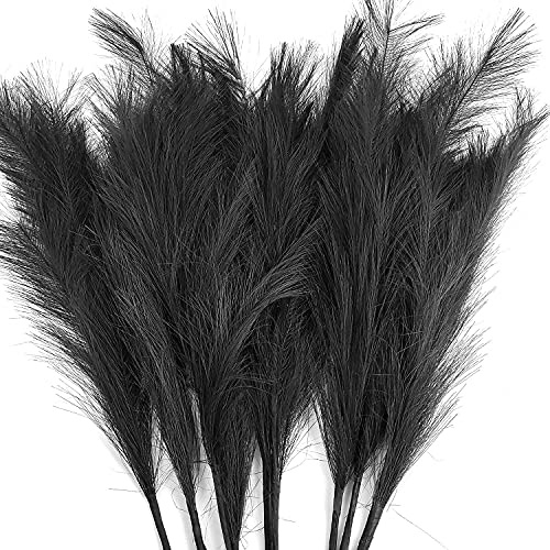 120cm Artificial Pampas Grass Bouquet DIY Vase New Year Holiday Wedding Party Home Decoration Plant Simulation Flower Reed(5pcs) (schwarz)
