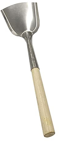 Kamin-Kohlschaufel mit Holzgriff, Kohlenschaufel, Kehrschaufel, Grillkamin Schaufel, kleine Edelstahl-Holzgriff (Silber)