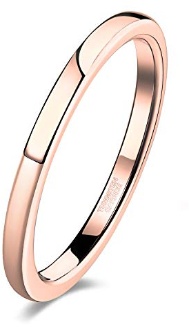Zakk Ringe Damen Herren Wolfram Rosegold Vorsteckring Schmal Schlicht Poliert Verlobungsringe Eheringe Trauringe 2mm 4mm 6mm (2mm,66 (21.0))