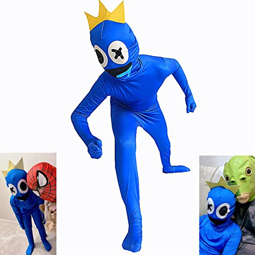 DONY Costume Cosplay Rainbow pour Enfant Friends,Costume Combinaison D'Halloween VêTements de FêTe D'Anniversaire Carnaval GarçOn Fille,Rainbow Blue Costume,Mascarade de DéGuisement de Monstre
