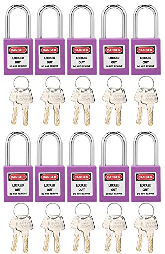 10 Ensembles de Verrouillage de 38 Mm, Cadenas Résistant à la Corrosion avec 20 Clés Vertes (Violet)
